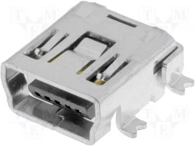 Гнездо ESB34101000Z Конектор:мини USB B; гнездо; PIN:5; хоризонтално; SMD  Гнезда мини USB